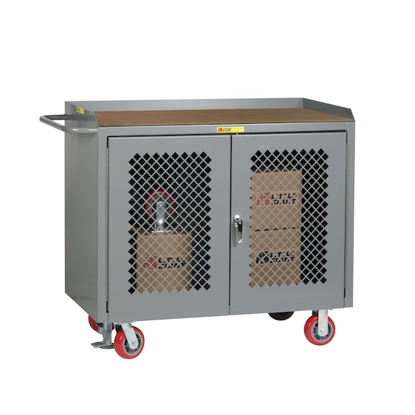Mobile Bench Cabinets, Clearview Doors, 36"W, 1/4" Hardboard